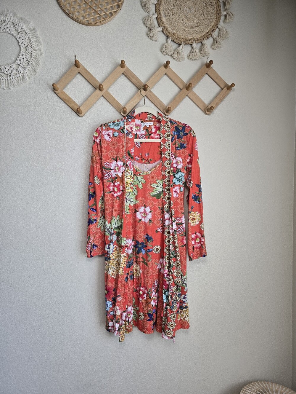 Johnny Was Floral Whistle Sleep Robe Set  Womens XS